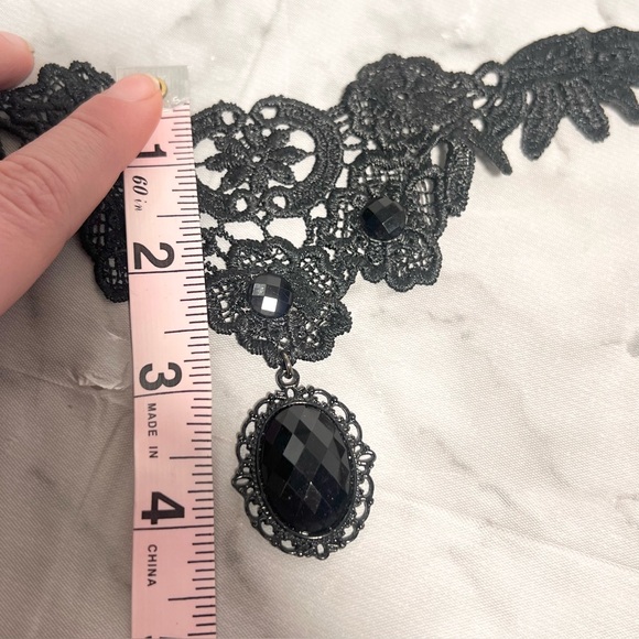 Romantic Goth Choker Bundle Quantity 3 Genuine Leather & Lace Layering 17" Gift - Picture 4 of 7